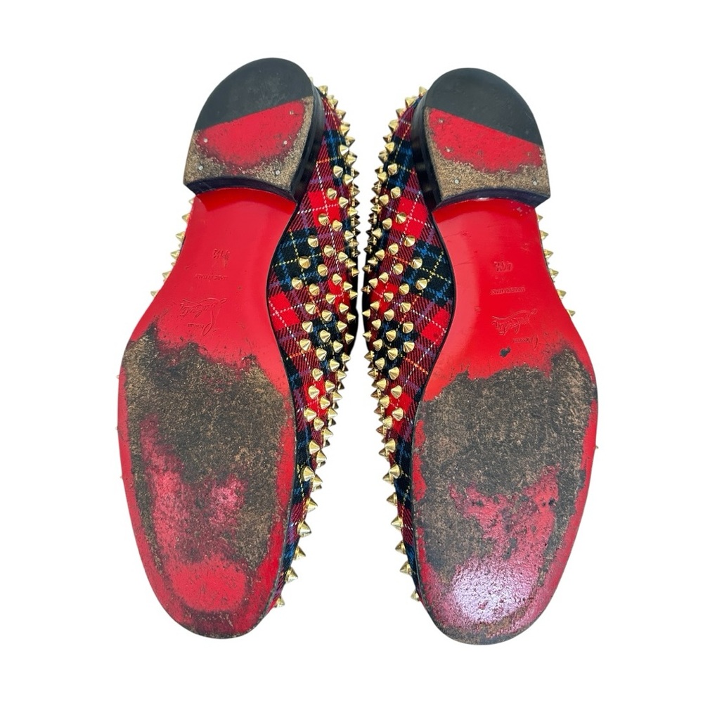 Christian Louboutin Rollerboy Spikes Loafers Mens 41.5 Red Tartan Studded - Picture 9 of 16